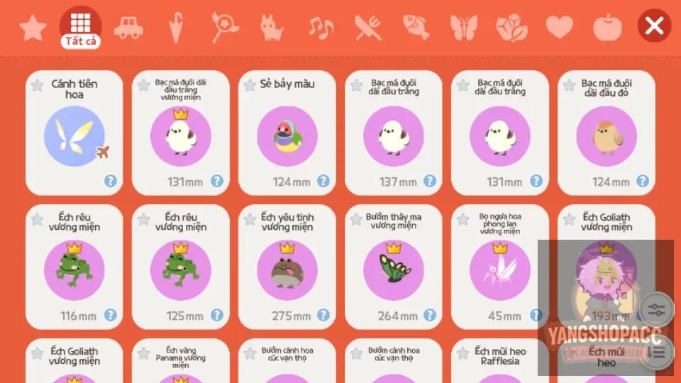 Cánh bay, vợt hoa, nhiều bọ hiếm. 4528kc, 	4832k tiền sao, 	49 vé quay